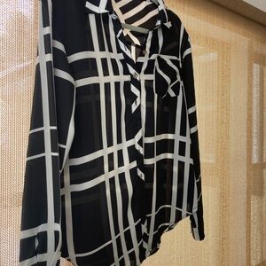Chic Black and White Checkered Women's Blouse